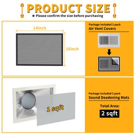 LBG Products Sound Deadening Kit,Sound Deadening Mats and 10 x 14inch Mesh AC Vent Covers for Vibration Dampening Noise Insulation,Sound Deadener and Air Vent Cover for Registers,Grilles & Vents,Black