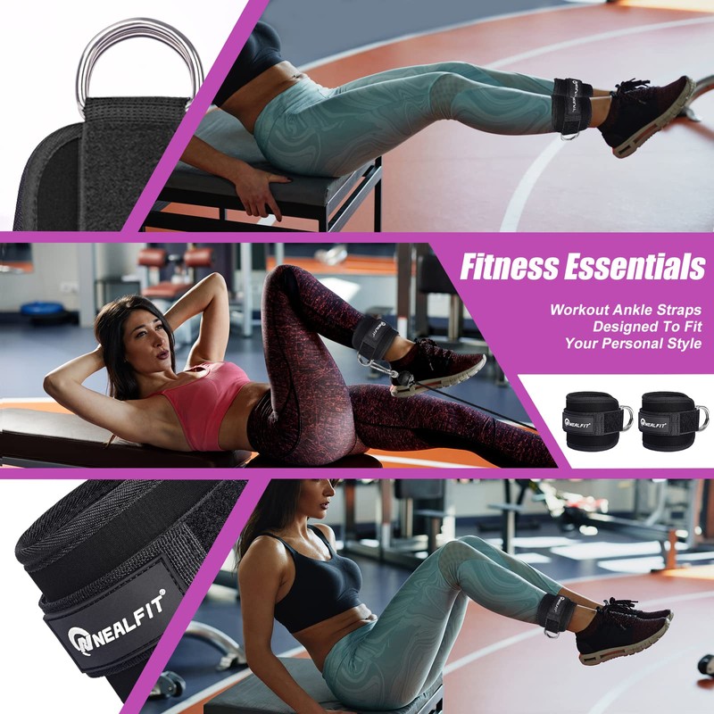 NEALFIT Ankle Strap for Cable Machine, Gym Ankle Cuff for