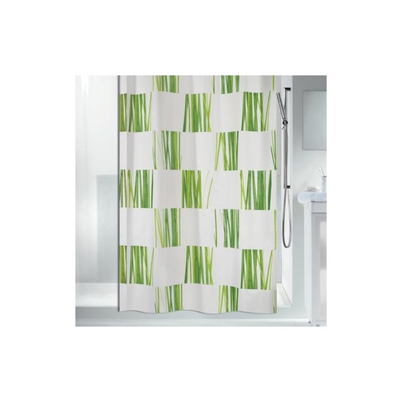 Spirella Anti-Mould Shower Curtain - Anti-Bacterial, Washable, Waterproof, Polyester, "Seagras"