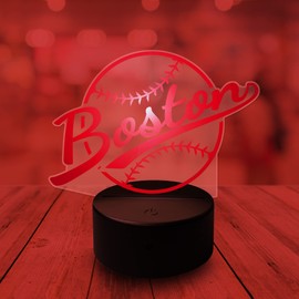 CLORURBANLIVE 3D Baseball Boston Night Light 3D Illusion Lamp for Boys Gift 16 Changing Color Remote Control Kids Room Ball Decor Lighting (Boston Multicoulured)