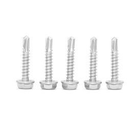 50 Pieces NUZAMAS 4.8 x 25mm Thread 304 Stainless Steel Self Drilling Tek Screw with Washer, for wood, metal fastened