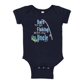 Baby Fishing Bodysuit Uncle Baby Gifts Born to go Fishing with My Uncle Nephew Bodysuit 6 Months Navy
