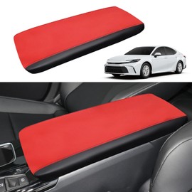 YOFAMO for Toyota Camry 2025 Car Armrest Cover Waterproof Center Console Pad Covers Scratch Resistance Box Cover Leather Protector Pad Decoration Accessories(Red+Black)