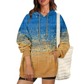 Zeagoo Womens Oversized Sweatshirts Trendy Hoodies Long Sleeve Pullover Leightweight Trendy Hoodie Gold Foil Gradient Large