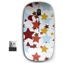 KAWAMOUSE 2.4G Ergonomic Portable USB Wireless Mouse for PC, Laptop, Computer, Notebook with Nano Receiver (Stars)