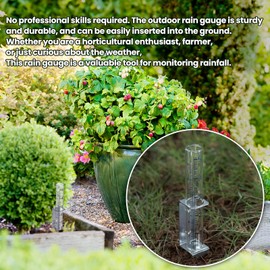 Rain Gauge Outdoor, 5"" Capacity Rain Measure Gauge with Stainless Steel Mounting Rack Holder, Post Mount Rain Gauge Tube Clear Rain Measurement for Yard Garden Outdoor Home