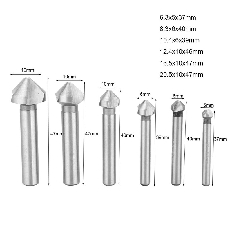 6 Pcs Chamfering Blade HSS Full Ground Woodworking 3 Flute