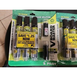 Pilot V Board Master Dry Erase Markers Black Pack of 3 With 2 Refills Lot Of 2