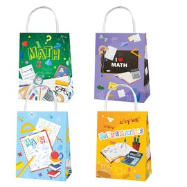 SWZMBFA 12 Pcs Math Party Bags Math Party Decorations Math Portable Gift Candy Goodie Treat Paper Bags for Math Birthday Party Supplies