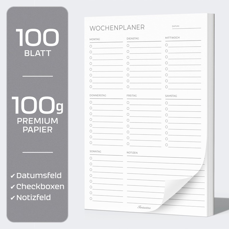 Fantastino A5 Weekly Planner Pad 100 Sheets (22+ Months) -