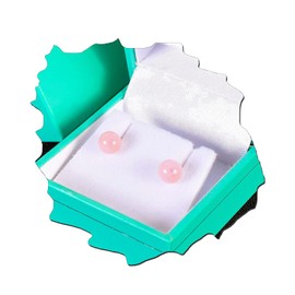 Fabulous 14K Yellow Gold Plated Natural Rose Quartz 6 mm Round Ball Stud Earrings ~ Great Gift Idea!