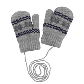 Mealah Winter Knit-Mittens Gloves for Kids - Winter Warm Fleece Lining with Anti-Loss String Gloves 0-2Years