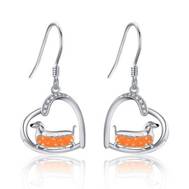 Dachshund Earrings Sterling Silver Dachshund Jewelry Dachshund Dog Gifts For Women Dog Lovers, Sterling Silver, Cubic Zirconia