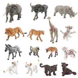 15 Stück Safari Tiere Figuren Set, Wald Tierfiguren, Mini Waldtier Zootiere Figuren Set, Kuchendeckel Weihnachtsgeburtstagsgeschenk für Kinder