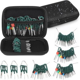 76 PCS Terminal Removal Tool Kit, Terminal Ejector Kit Depinning Automotive Tool Set Auto Electrical Wiring Crimp Connector Pin Repair Pin Removal Tools Set for Most Car Connector Terminal Devices