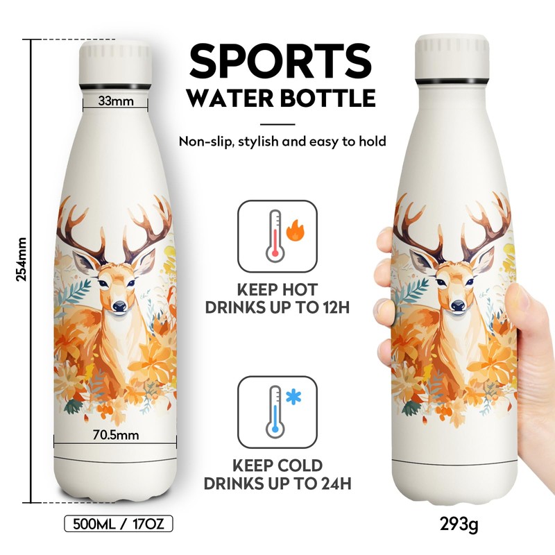 KollyKolla Stainless Steel Drinking Bottle, 500 ml, 3D Print Drinking