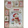Christmas Greetings Assorted Christmas Cards Box Multi Pack of 30