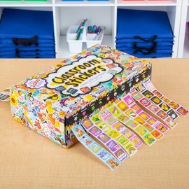 Classroom Stickers and Storage Box 2,240 Stickers - 2,240 Stickers, Storage Box