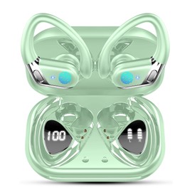 Wireless Earbuds, 2025 Bluetooth 5.4 Headphones Sports, Deep Bass Stereo in Ear Headphone for Running, 1.5 H USB-C Fast Charge, 50H Wireless Earphones with Mic CVC 8.0 Cancelling Mic, Light Green