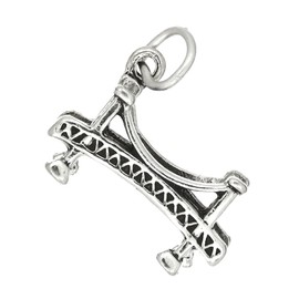 LGU Sterling Silver Oxidized 3D Suspension Bridge Charm