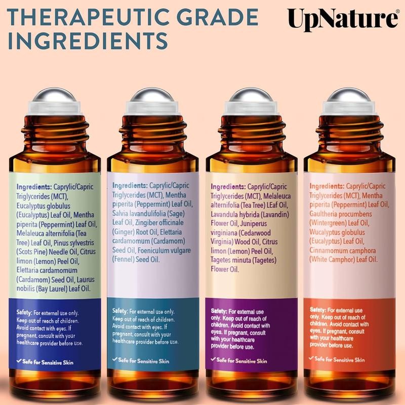 UpNature Essential Oils Roll On Set (4 Pack) Stress Relief