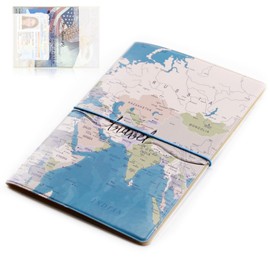 eModwey Passport Plastic Protective Case - ID Cover Vaccination Certificate Protection Closure and Card Slot - Robust ID Cover and Vaccination Certificate Protection - Vintage World Map Design, Ideal