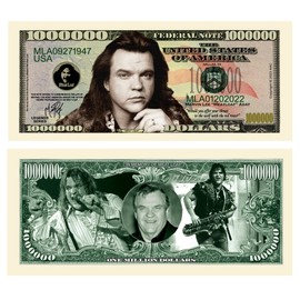American Art Classics Pack of 25 Bills - Meatloaf Million Dollar Novelty Bill Collectible - Great Gift Or Keepsake for Fans of Meat Loaf