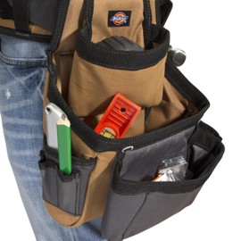 Dickies 4-Piece Carpenter's Rig, Padded Tool Belt Suspenders, Cooling Mesh, Tool Belt, Steel Buckle, Grey/Tan, 3.8 lb.