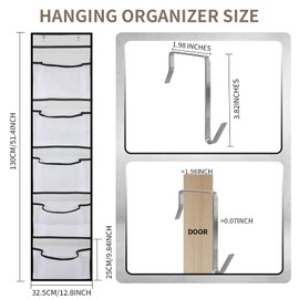 Hisdricus Hanging Shelf, 5 Mesh Pockets, Hanging Organiser for Door Organiser, Hanging Storage for Bedroom and Cuddly Toy Storage (Grey)