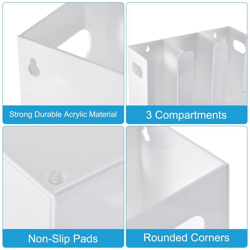 sourcing map Disposable Coffee Cup Dispenser, 3 Compartments White Acrylic