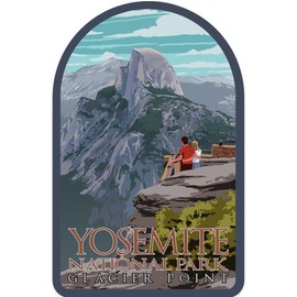 Lantern Press Sticker Yosemite National Park, California, Glacier Point and Half Dome, Die Cut Vinyl, (Waterproof Decal for Cars, Water Bottles, Laptops, Coolers), Small