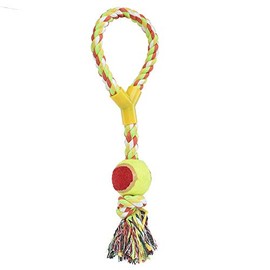 Fancy Pets Juguete con Aro Pelota de Tenis y Nudo de Cuerda para Perro Mide 40 Centímetros