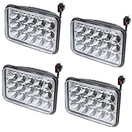 V-Spec 4x 4x6 Premium LED Headlight Conversions - Clear Diamond 4x6 LED Headlight Sealed Beam Replacement HID Xenon H4651 H4652 H4656 H4666 H6545