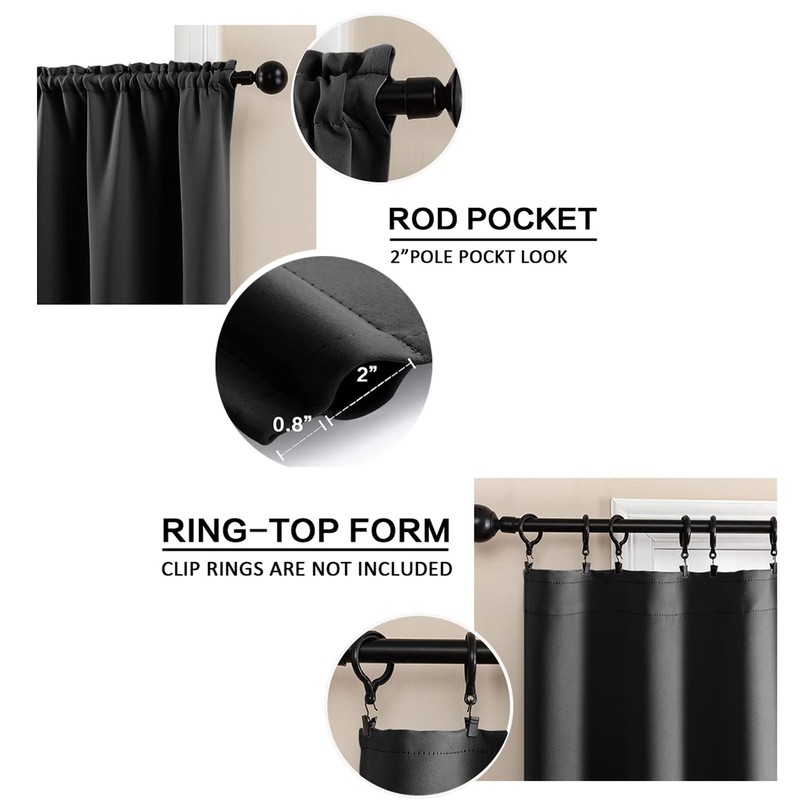 XTMYI Bathroom Curtains Window Short,Small Waterproof Blackout Cafe Curtain 36