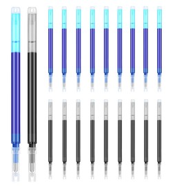 Dream Aurora 20 Pack Erasable Pen Refills,1 mm Gel Ink Refills Compatible with Pilot Frixion Pens,Medium Fine Point for Writing Planner and Crossword Puzzles(Black, Blue)