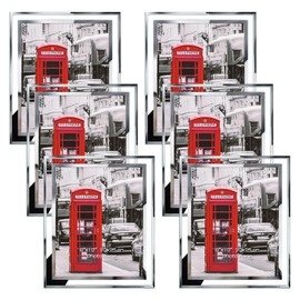 Schliersee 8x10 Glass Picture Frames Set of 6, 8 by 10 Photo Frame Silver Mirrored Desktop Tabletop Decor