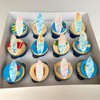 Ephlyn 54Pcs Edible Surfboard Cupcake Toppers Wafer Paper Surfboard Mini