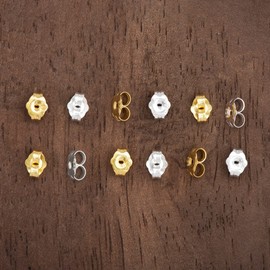 Aeon Jewellery Replacement Earring Backs - 3 Pairs Silver + 3 Pairs Gold Plating on Silver | 925 Sterling Silver Butterfly Safety Backings