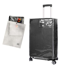 Thickened Travel Luggage Cover with Strap, Waterproof Suitcase Protective Cover, Clear Luggage Case Protector Bag, Dustproof Anti Scratch Travel Suitcase Cover for Luggage (Large)