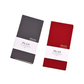Yuan Yu Fang Undated Pocket Weekly Planner Schedule Organizer Agenda Year Month Week Plan A6 Notebook, A6 Undated Planner Gray +Red