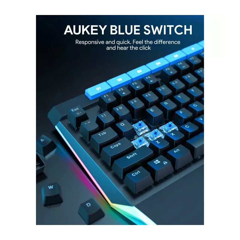 AUKEY KMG17 Mechanical Keyboard Blue Switches 104key with Volume Control