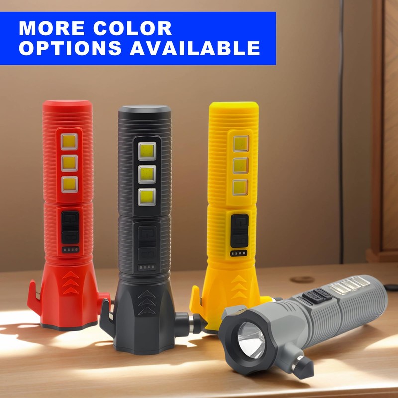 GEEBONFLUGENS Red Emergency Car Flashlight - 2000 Lumen Dual Light