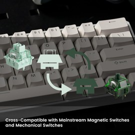 MONSGEEK FUN60 Ultra Rapid Trigger Gaming Keyboard 8k Magnetic Switch TMR Aluminum Wired Keyboard 60% White Shine-Through MagMech, Glare Magnetic Switch