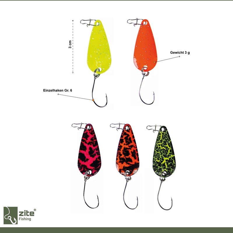 Zite Fishing Trout Blinker Set Neon - 5 Pieces 3