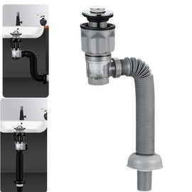 Bathroom Sink Drain Kit with Flexible Expandable P-Trap Sink Drain Pipe Tube Anti-Odor Bathroom Sink Drain Pipe for 1-1/4",1-1/2" and 2'' Drain Hole (Bounce style)