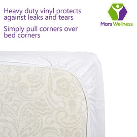 Mars Wellness Waterproof Vinyl Mattress Protector and Cover - Contoured Fitted White Mattress Cover Sheet - 1 Pack - Full