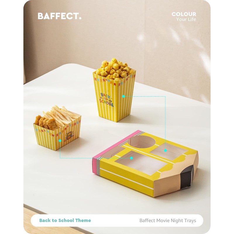Baffect Small Movie Night Snack Trays 64pcs for Back to