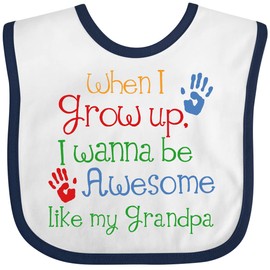 inktastic Awesome Like My Grandpa Baby Bib White and Navy 1981f