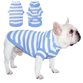 TONY HOBY Dog Sweater, Knitted Dog Sweater Shirts, Winter Dogs Shirts Clothes for Small Medium Dogs (Blue, M)