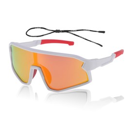 X AUTOHAUX 1 Set Motorcycle Riding Goggles PC Tri-Acetyl Cellulos UV400 Outdoor Sports Sunglasses for Motocross Dirt Bike ATV Red Lens White Red Frame